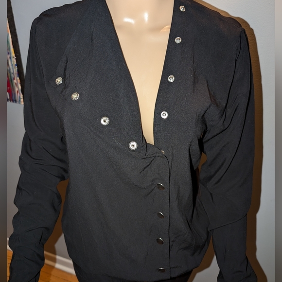 ONE TEASPOON Jumpsuit XS Black with silver snaps up the front. - Picture 2 of 11
